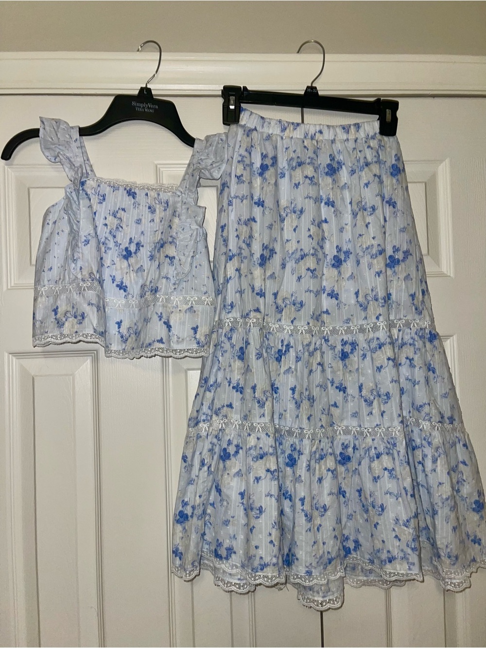 LoveShackFancy x Target - Blue Floral Tank Top and Tiered Midi Skirt